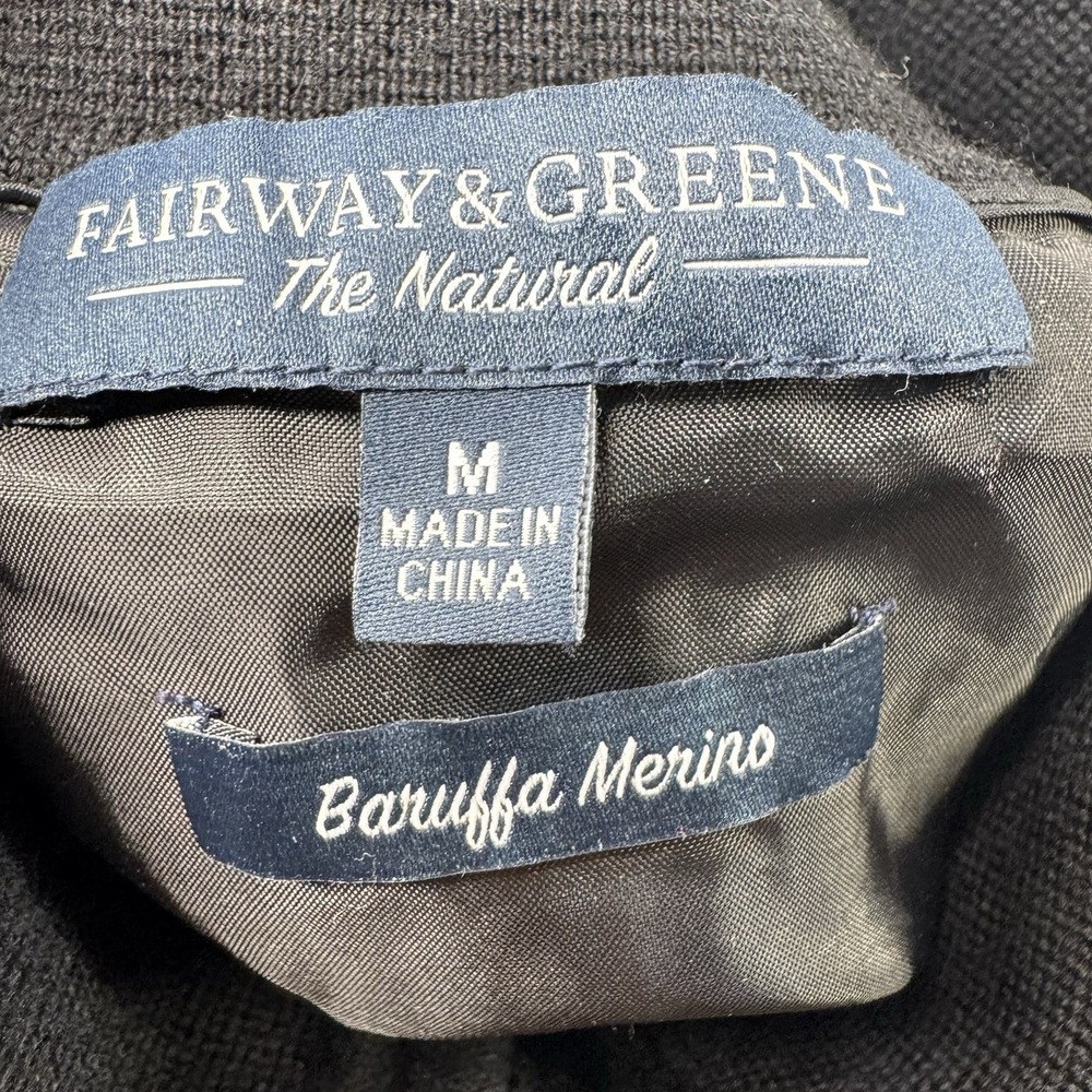 Fairway & Greene Black Baruffa Merino Lined Men's Golf Zip Vest Size Medium - Picture 3 of 11